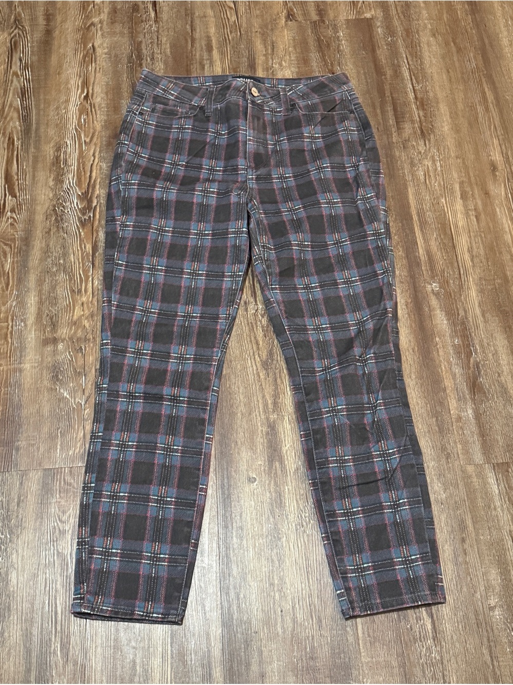 Paige Hoxton Ankle Pants Women's 30 High Rise in Black Atlantic Tartan Plaid